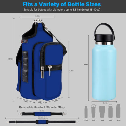 Gym Magnetic Bag Water Bottle Carrier Holder with Strap & Phone Pockets Gym Accessories Organizer Sleeve for Men Women,5 Built-In Magnets Magnetic Gym Bag Bottle Pouch Sling Bag for Gym
