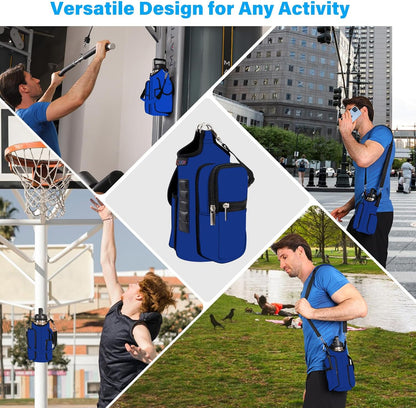 Gym Magnetic Bag Water Bottle Carrier Holder with Strap & Phone Pockets Gym Accessories Organizer Sleeve for Men Women,5 Built-In Magnets Magnetic Gym Bag Bottle Pouch Sling Bag for Gym